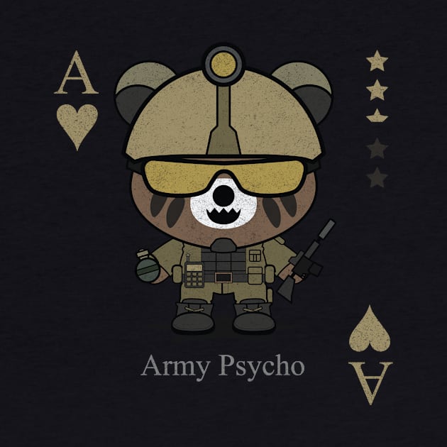 Army Psycho Evil bear holding gun cute scary cool Halloween card Nightmare by ACDC Animal Cool Dark Cute